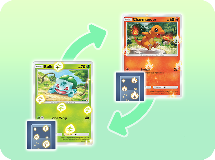 Scambia una carta con un tocco speciale nel TCG Tasca